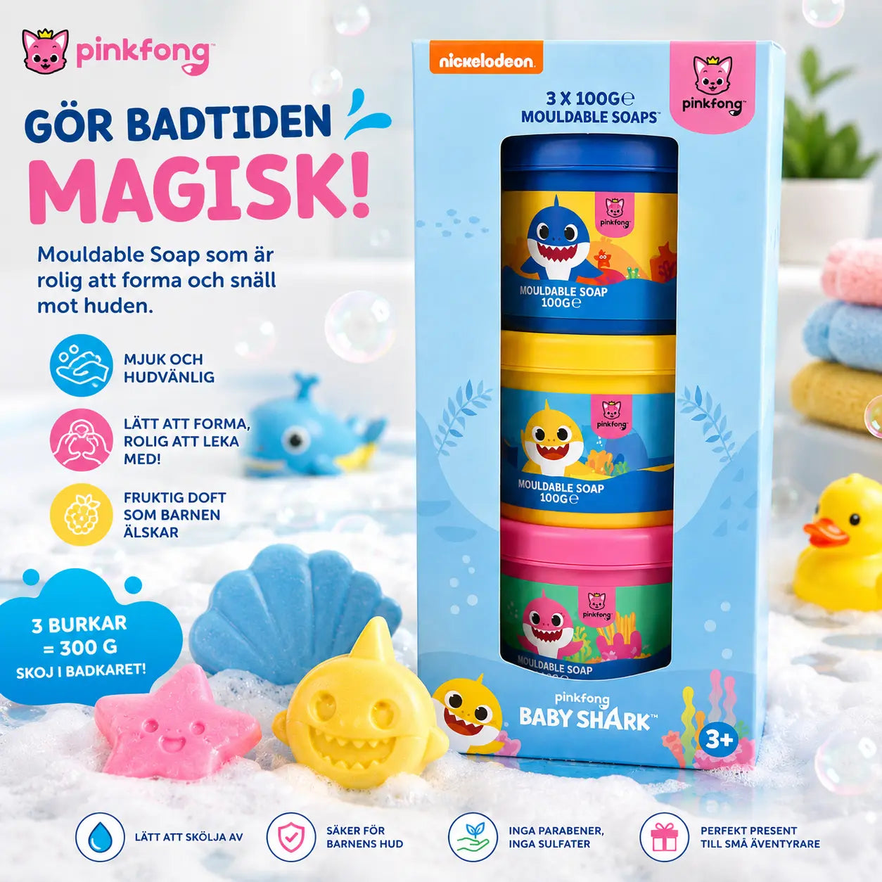 Formbar Tvål 3-pack Baby Shark