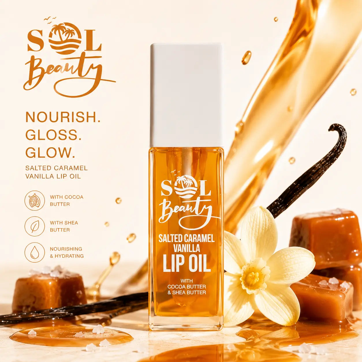 Lip Oil Salted Caramel & Vanilla Sol Beauty