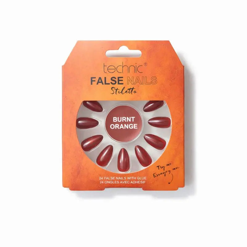 Lösnaglar Burnt Orange Stiletto Technic