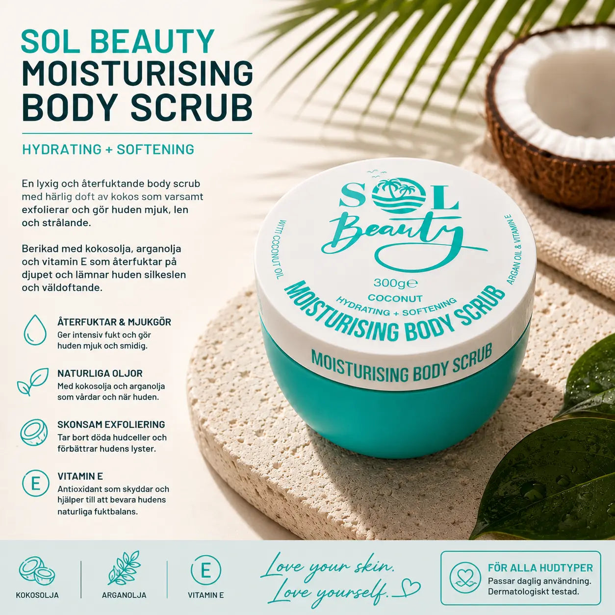 Moisturising Body Scrub Coconut 300 g Sol Beauty