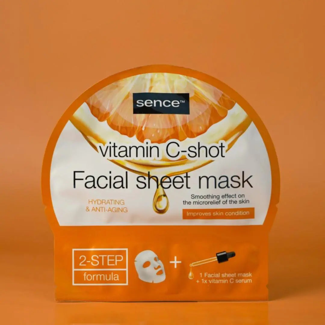 Sence Essentials Facial Sheet Mask 20ml +Serum Shot 5ml Vitamin C - Stellaz.se