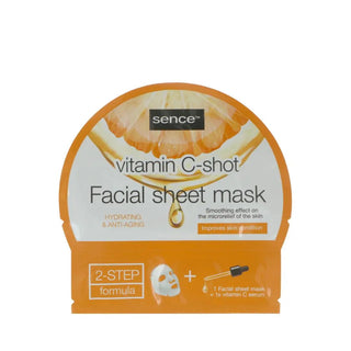 Sence Essentials Facial Sheet Mask 20ml +Serum Shot 5ml Vitamin C - Stellaz.se