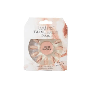 Technic False Nail Stiletto - Beige Marble Technic