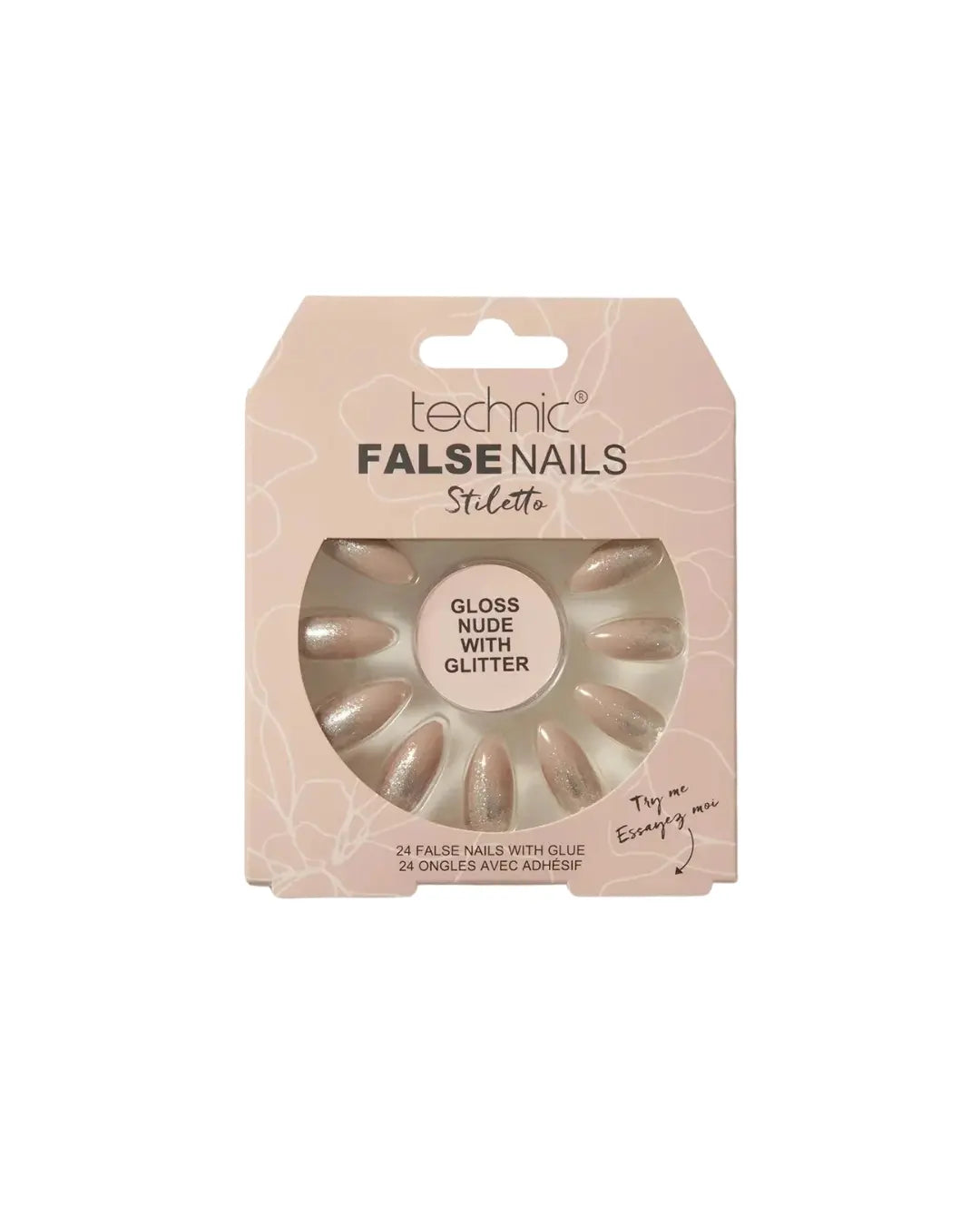 Technic False Nails Gloss Nude With Glitter Technic