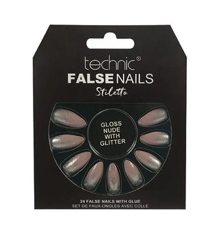 Technic False Nails Gloss Nude With Glitter Technic