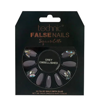 Technic False Nails Grey Embellished Technic