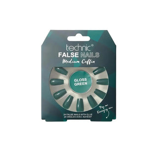 Technic False Nails Medium Coffin - Gloss Green Technic