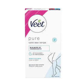 Veet Pure Wax Strips Legs & Body Sensitive Skin 20 st - Stellaz.se