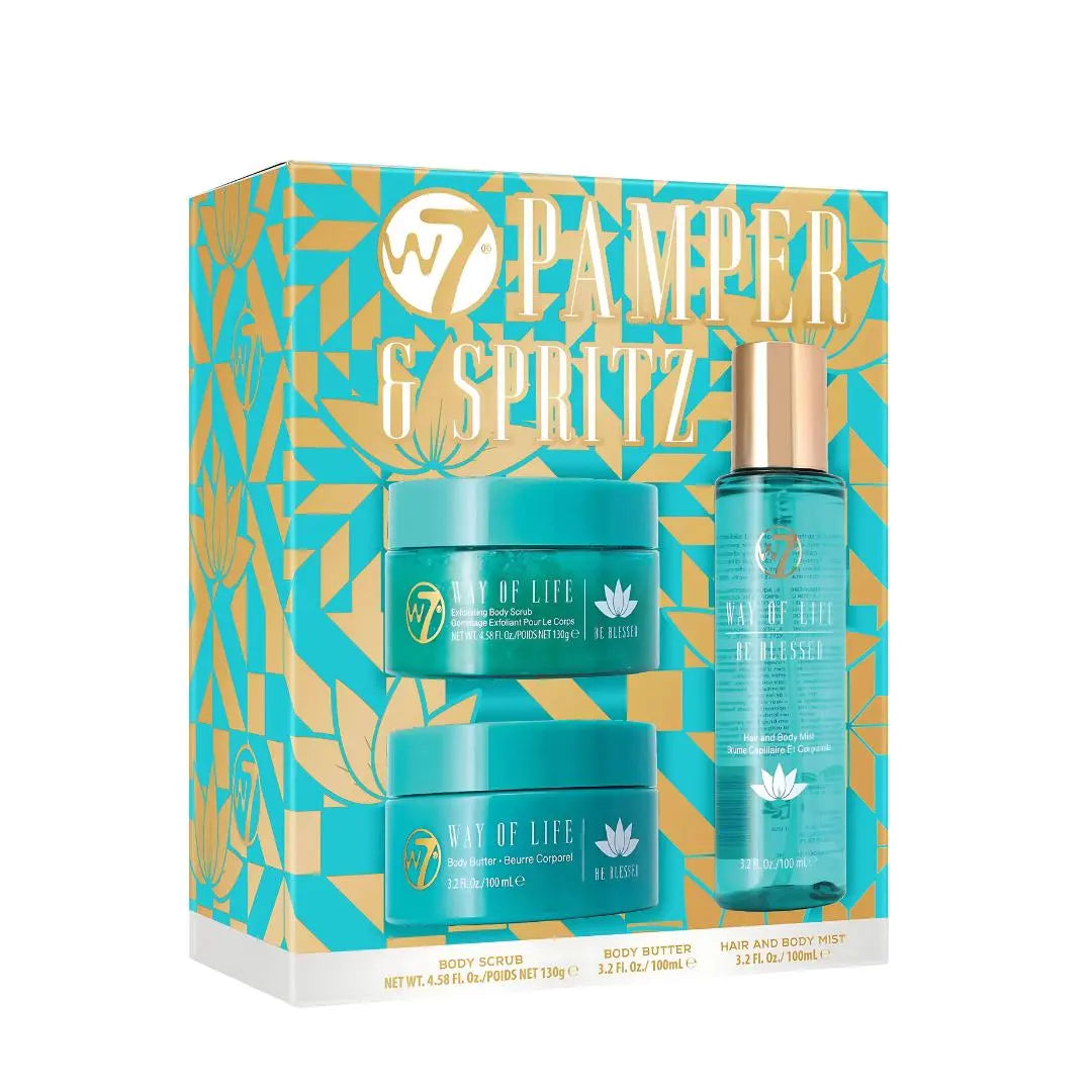 W7 Pamper & Spritz - Body Scrup, Body Butter And Body Mist W7