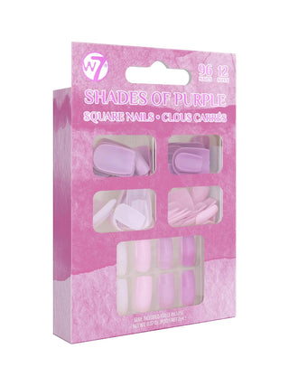 W7 Shades Of Purple 96 Pcs False Nails Set - Stellaz.se