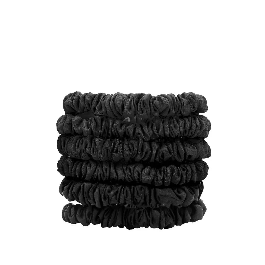 W7 Silky Knots Hair Scrunchie 6 Pack - Black Warpaint Cosmetics